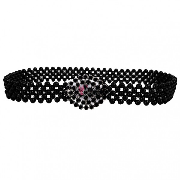 Centura din perle pe elastic Neagra BLT025CC - HandMade